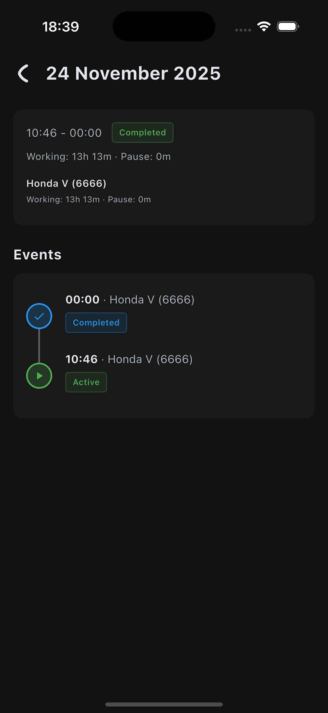Shift History detail