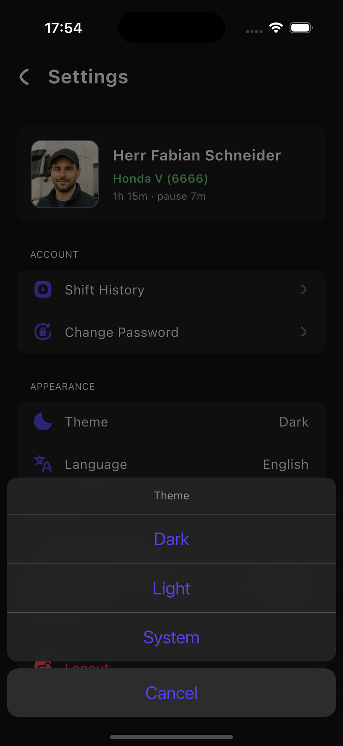 Theme dialog