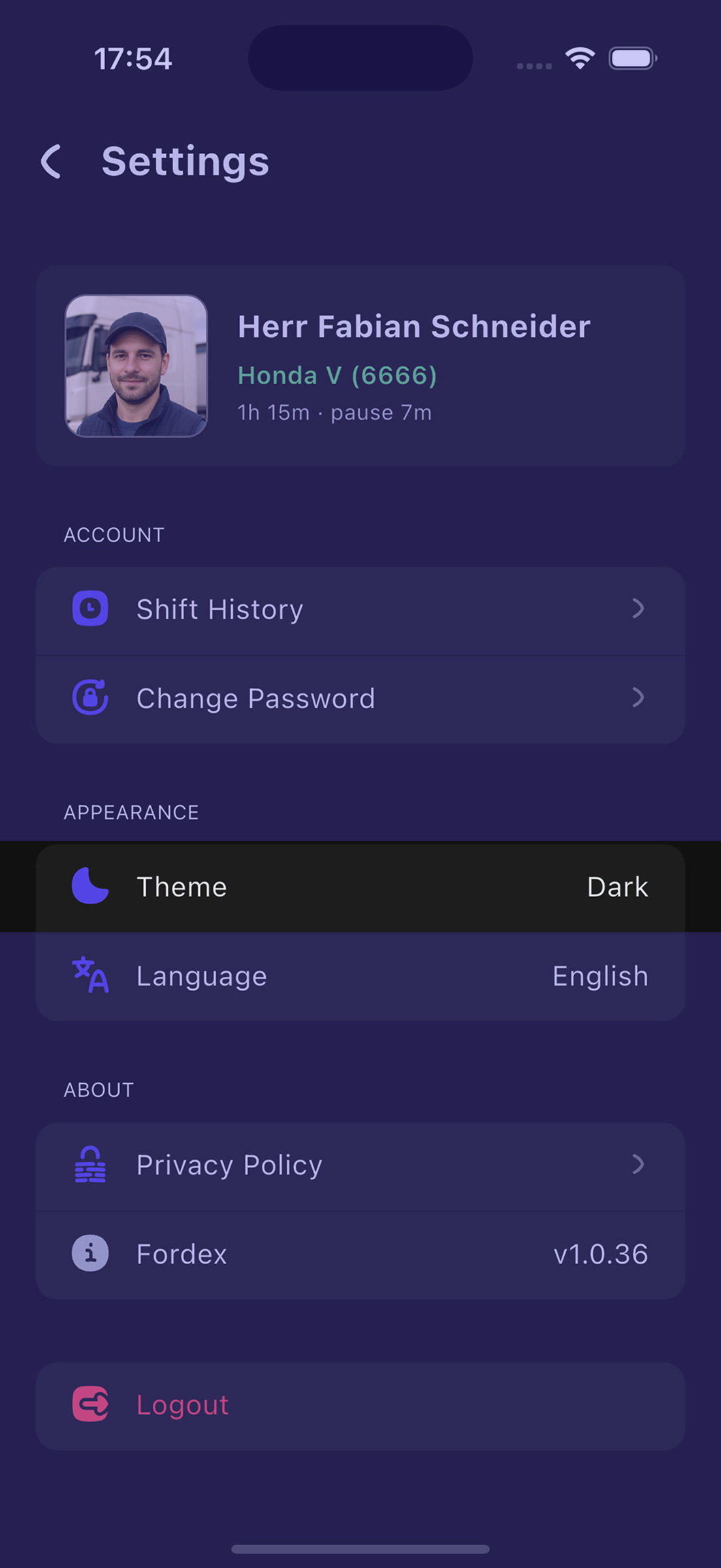 Theme menu